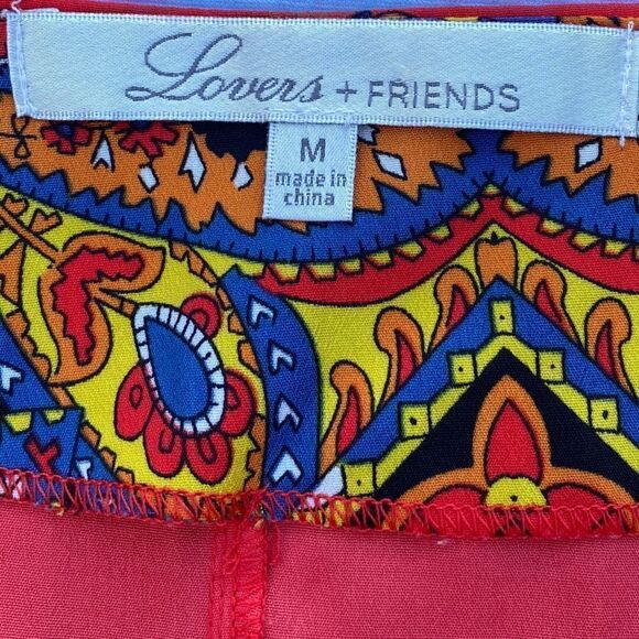 Lovers and Friends Red/Blue/Yellow Studded Floral Tribal Shorts. Size M. EUC! - Picture 3 of 6